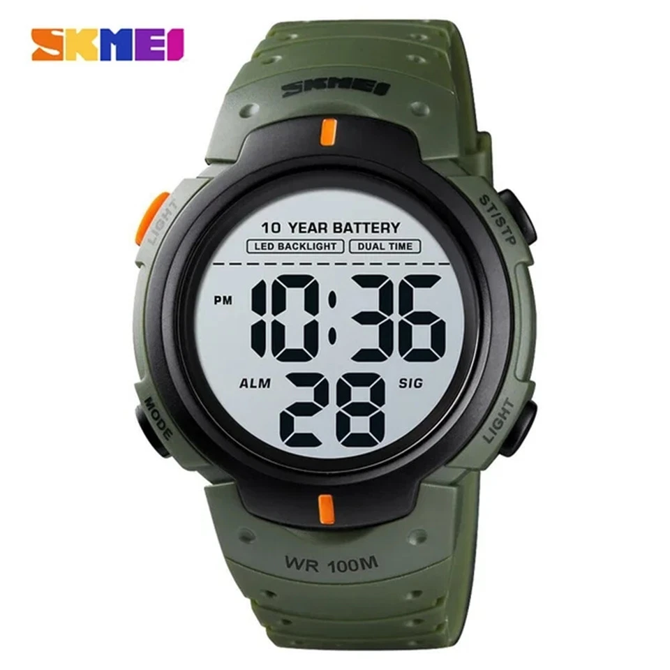 SKMEI Men’s Watch 1560 Sport Digital 100M Waterproof Outdoor Led Casual Green