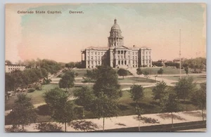 Denver CO Colorado State Capitol Building Hand-Colored Albertype Postcard - Picture 1 of 2