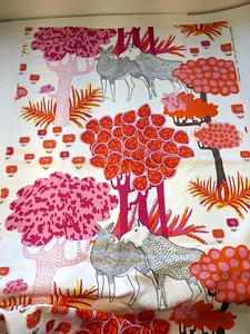 IKEA Fabric 2012 Aalto/Hagman/Laine Remnant Cotton Deer Pink Orange kids room - Picture 1 of 5