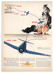 Shell Gasoline Print Ad WWII Vintage Advertisement Airplane Dive Bomb 1943 - Picture 1 of 1