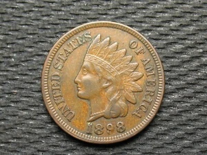 💰 COIN SALE!! AU 1898 INDIAN HEAD CENT PENNY w/ FULL LIBERTY & DIAMONDS 122w✨ - Picture 1 of 2