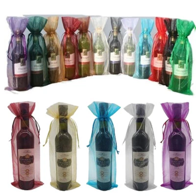 10/50PCS Organza Fabric Wine Bottle Gift Packing Bags Party Favor XMAS WEDDING - Image 1 of 4