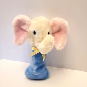 Eden Elephant Rattle Plush Handle 7" Stuffed Pink Blue Toy - Picture 1 of 6