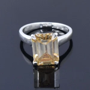 Certified 4.70 Ct Champagne Emerald Cut Diamond Solitaire Ring in 925 Silver ! - Picture 1 of 7