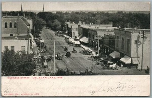 ANTIGUA POSTAL DELEVAN LAKE WI BUSINESS STREET - Imagen 1 de 2