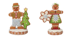 Jim Shore PAN DE JENGIBRE NIÑA Y NIÑO FIGURA - PAN DE JENGIBRE CABALLERO Y DULCE CONJUNTO DE 2 - Imagen 1 de 1