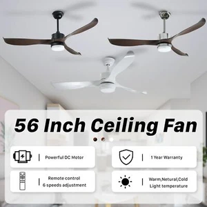 【1 Year Warranty】56" Ceiling Fan 6 Speed Reversible DC Motor w/3 Color LED Light - Picture 1 of 15