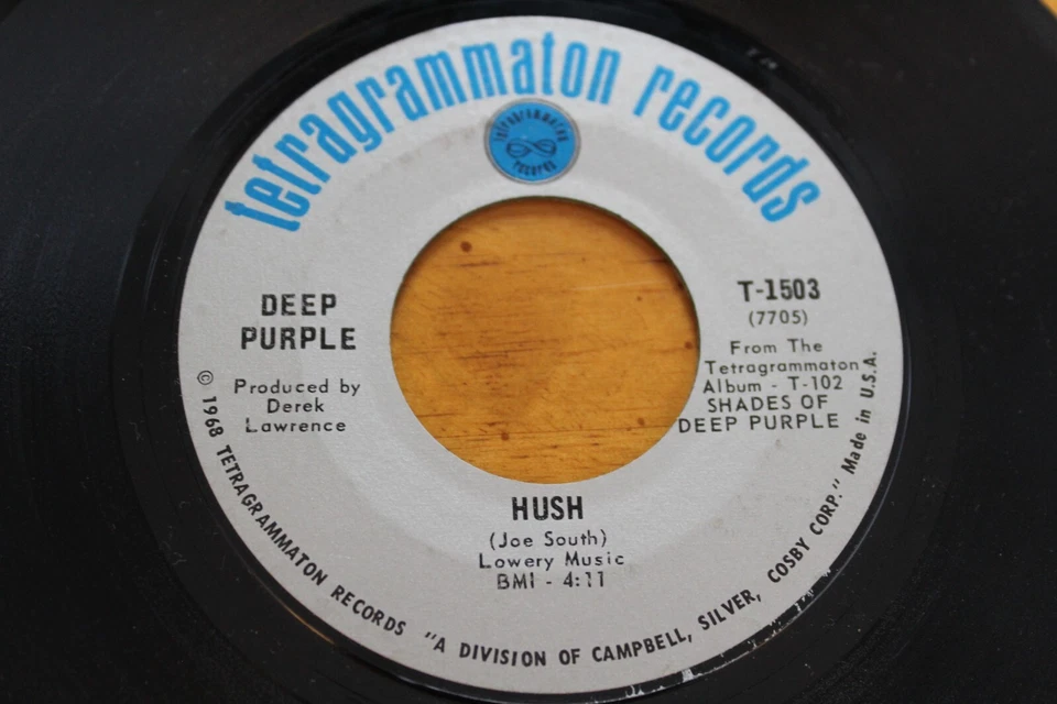 DEEP PURPLE HUSH / ONE MORE RAINY DAY 45RPM 7" JUKEBOX RECORD VG+ 1968 - Image 1 of 4