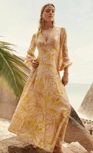 Zimmermann Golden Long Sleeved Silk Maxi Dress BNWT $1100 Size 4 14-16 Wedding - Picture 1 of 9