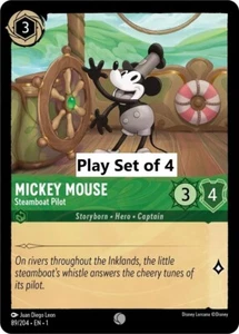 Mickey Mouse - Steamboat Pilot 89/204.Lorcana The First Chapter❇️Play set of 4❇️ - Picture 1 of 1