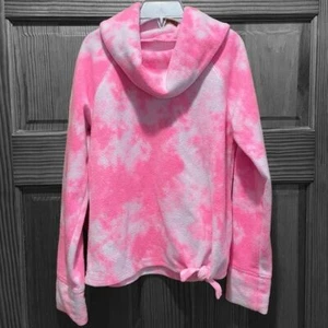 SO Pink & White Long Sleeve Sweater Size 8 Cowl Neck Bottom Tie Soft, Warm - Picture 1 of 7