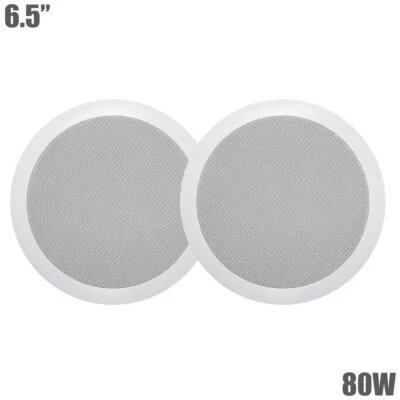 Pair of 2-Way 6.5-inch 80W RMS Peak In-Ceiling In-Wall Stereo Audio Speakers - Image 1 of 4