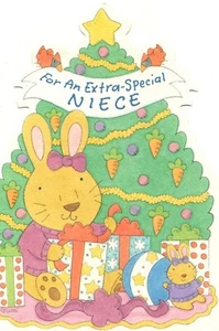Buon Natale Speciale Nipote Coniglietto Coniglio Carota Albero Gibson Biglietto di Auguri - Foto 1 di 3