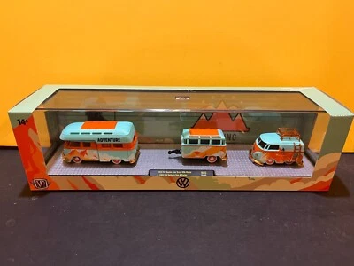 1/64 M2 3 CAR SET CHASE 1959 VOLKSWAGEN DOUBLE CAB & 1960 VW DELIVERY & TRAILER - Image 1 of 4