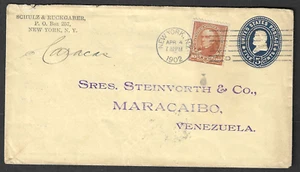 New York, NY, 10c Webster on 5c Grant entire, 1902 cover to VENEZUELA - Picture 1 of 3