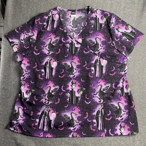 Disney Villains Maleficent Medical Scrub Top Women's 3XL Witchy Halloween Spooky - Picture 1 of 7