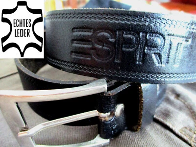 Leder Gürtel ESPRIT schwarz Gr. 80; Eckig-Metall-Dornschließe Schnalle - Bild 1 von 2