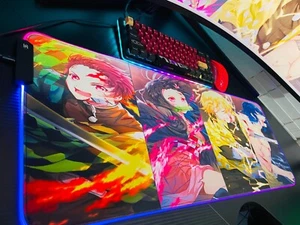 RGB Anime Mouse Pad: Tanjiro, Nezuko, Zenitsu, Inosuke - Best Gaming Desk Mat - Picture 1 of 4