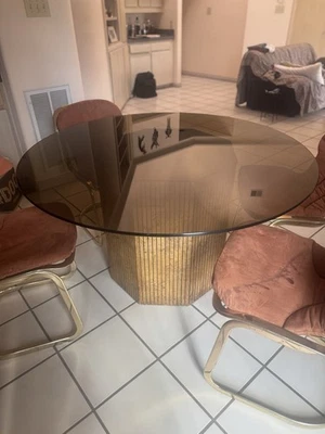 Glass Dinner Table W/ 4 Chairs - Image 1 of 4