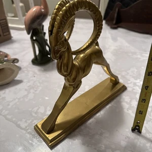 Vintage Mid Century Modern Messing Steinbock, Gazelle, Widder Figur Dekor 9" - Bild 1 von 7