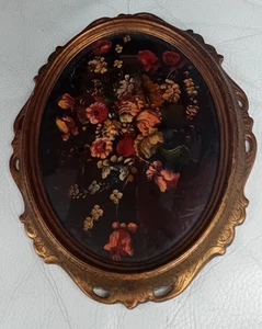 Painting Blossom Nature Still Frame Oval Ovalino Oil On Copper Signed 21x17 CM - Picture 1 of 6
