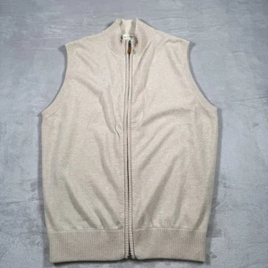 Peter Millar Vest Mens Large Beige Zip Golf Sweater Stretch Pullover Cashmere - Picture 1 of 21