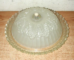 VINTAGE MID CENTURY ART DECO 12" ROUND FROSTED CEILING LIGHT THICK GLASS SHADE - Picture 1 of 8