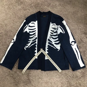 Cardigan Kapital Kountry Kakashi stampa osso jersey taglia 4 tinta indaco blu Giappone - Foto 1 di 14