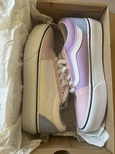 NEW Girls Vans Ward Platform Shoes - Color Block Light Purple - Size 3 Youth - Picture 1 of 5