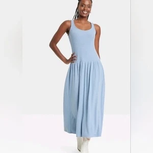 Universal Thread™Women's Drop Waist Knit Midi Slip Dress SMALL Light Blue - Picture 1 of 3