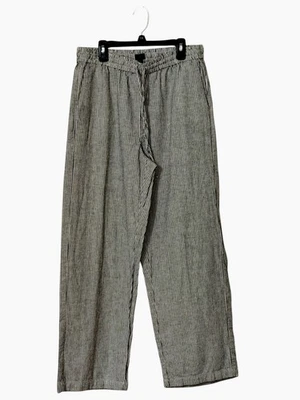 Pantalón a rayas de fibra natural de lino/algodón J.Crew para mujer 6 gris blanco comercio justo Foto 1 de 4