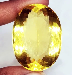 Yellow Transparent Citrine 245+ Ct Certified Loose Gemstone Oval Cut A+Gems A785 - Picture 1 of 14
