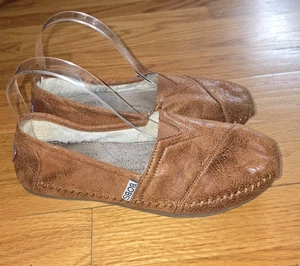 Bobs Tan Brown Faux Leather Faux Furlined Flats Womans Size 7 - Picture 1 of 7