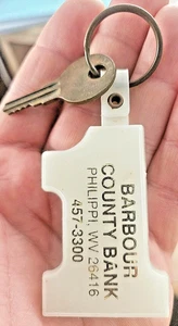 Barbour County Bank Philippi WV 26416 Plastic Key Chain with key - Picture 1 of 3