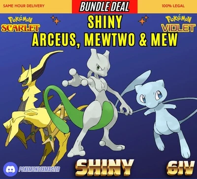 Pokemon Scarlet And Violet ✨6IV SHINY Arceus, Mewtwo & Mew ✨BUNDLE 🚀 - Image 1 of 4