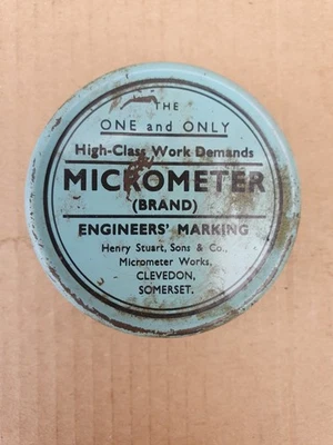 Vintage Stuarts Micrometer Engineers Marking Blue Tin Nearly Full - Image 1 of 4