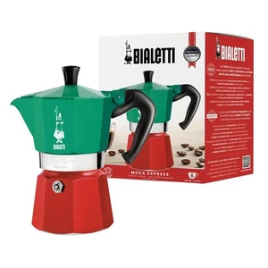 Bialetti Moka Express Kaffeemaschine für 6 Tassen Rot Grün Herdplatte Espressomaschine - Bild 1 von 6