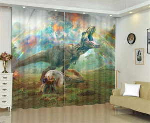 Dinosaur Brown Fossil Spider Man Printing 3D Blockout Curtains Fabric Window - Imagen 1 de 4