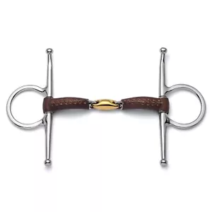 Cavalon Full Cheek Lozenge Leather Covered Snaffle Bit - Picture 1 of 2