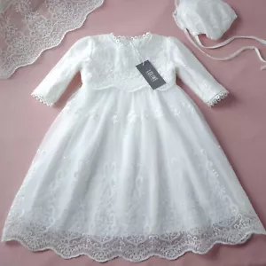 Taufkleid inkl. Mütze Mädchenkleid Festkleid Blumenmädchen BM13 - Bild 1 von 11