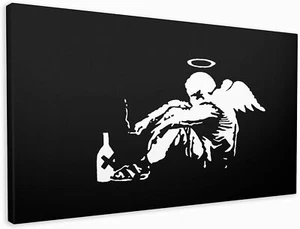 BANKSY FALLEN ANGEL ART - ARTE DE PARED IMPRESIÓN GRAFFITI IMAGEN OBRAS DE ARTE LIENZO - Imagen 1 de 3