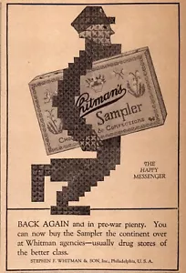 Anuncio impreso Whitmans Sampler 1919 chocolate y confecciones en abundancia antes de la guerra - Imagen 1 de 1