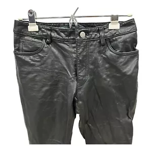 VTG GAP Bootcut Leather Pants Womens 4 Black Genuine Lined 28x29 - Picture 1 of 9