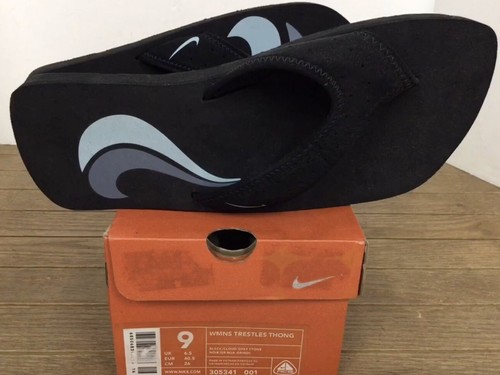 Nike Perizoma Flip Flop Trestles Donna # 305341 001 Taglia 9 Nero Grigio "vintage"
