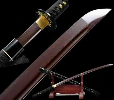 Espada Samurai Japonesa de Batalla Púrpura Damasco Hoja de Acero Afilada Ninja Katana Foto 1 de 4