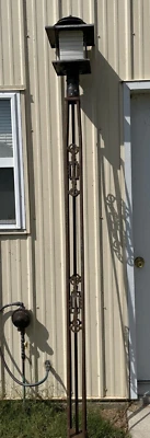 Antique Outdoor Light & Art Deco Cast Iron Lamp Post & Matching Art Deco Light - Image 1 of 4