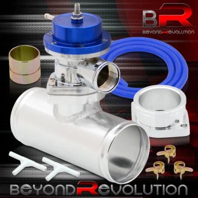 Universal Adj. Bov Blue Turbo Blow Off Valve W/ 2.5" Adapter Pipe - Image 1 of 4