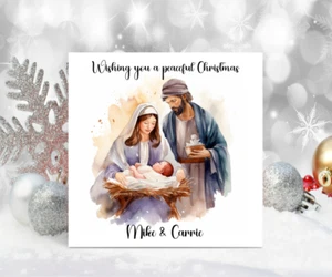 Personalised Nativity Christmas Card Daughter Son Grandson Granddaughter Mum Dad - Picture 1 of 4