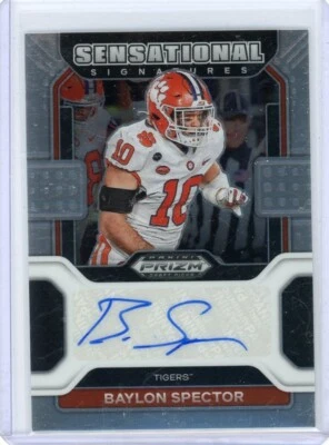 Baylon Spector 2022 Panini Prizm Draft Picks Auto 1 Prizm, 1 reg Tigers - Image 1 of 4