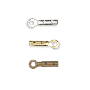 20 Tube Crimp Bead End Tip Findings w / Loop para cable de joyería delgado y alambre de abalorios - Imagen 1 de 4